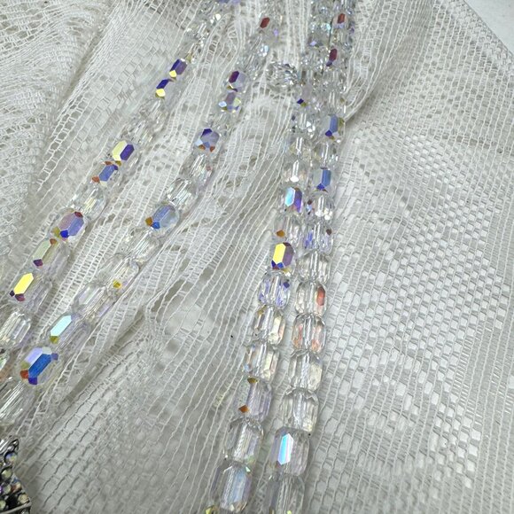 Vintage Rhinestone Panther Clasp Clear Crystal Bead Necklace - Picture 12 of 13